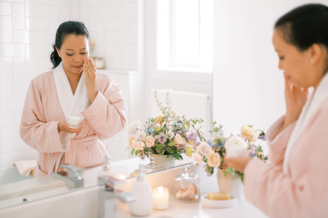 woman removing makeup