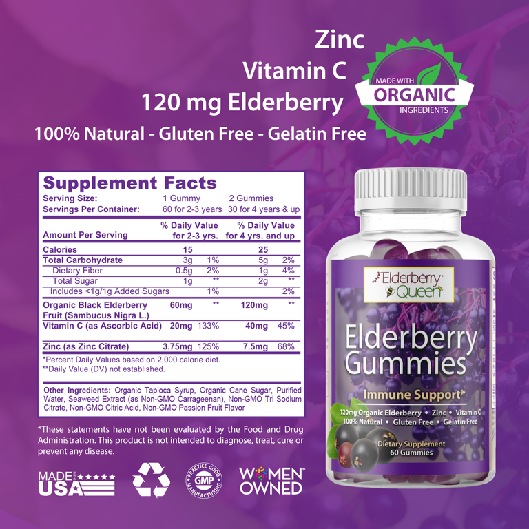 Elderberry Gummies with Vitamin C & Zinc - Case of 24